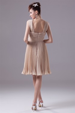 A-Line Knee-Length Pleated Chiffon Short Bridesmaid Dresses 02010307