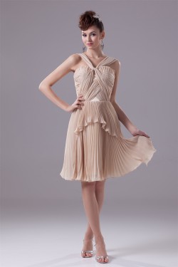 A-Line Knee-Length Pleated Chiffon Short Bridesmaid Dresses 02010307