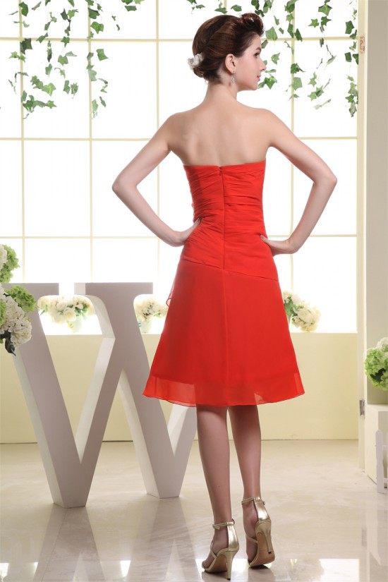 A-Line Knee-Length Sweetheart Sleeveless Chiffon Short Bridesmaid Dresses 02010309