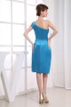 One-Shoulder Silk like Satin Bows Sheath/Column Short Blue Bridesmaid Dresses 02010319 One-Shoulder Silk like Satin Bows Sheath/Column Short Blue Bridesmaid Dresses 02010319