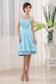 A-Line Sleeveless Ruffles Knee-Length Halter Short Blue Bridesmaid Dresses 02010322