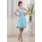 A-Line Sleeveless Ruffles Knee-Length Halter Short Blue Bridesmaid Dresses 02010322