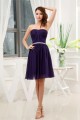 A-Line Soft Sweetheart Ruffles Chiffon Short Purple Bridesmaid Dresses 02010323