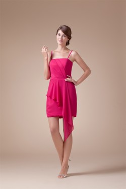 Ruffles Sheath/Column Spaghetti Strap Short/Mini Sleeveless Bridesmaid Dresses 02010326