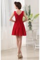 A-Line Ruffles V-Neck Chiffon Short Red Bridesmaid Dresses 02010328