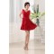 A-Line Ruffles V-Neck Chiffon Short Red Bridesmaid Dresses 02010328