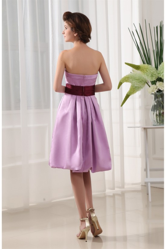 Satin Sleeveless Strapless Knee-Length Ruffles Bridesmaid Dresses 02010331