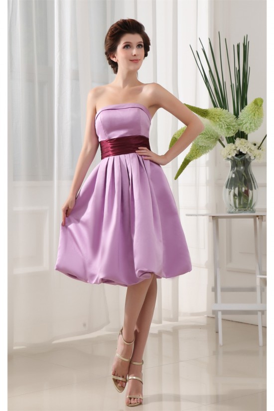 Satin Sleeveless Strapless Knee-Length Ruffles Bridesmaid Dresses 02010331 Satin Sleeveless Strapless Knee-Length Ruffles Bridesmaid Dresses 02010331