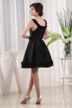 A-Line Ruffles Taffeta Scoop Knee-Length Short Black Bridesmaid Dresses 02010334