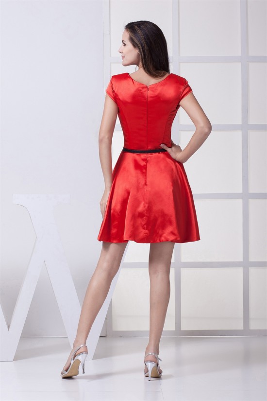 Scoop Short/Mini Ruffles A-Line Capped Sleeves Bridesmaid Dresses 02010336 Scoop Short/Mini Ruffles A-Line Capped Sleeves Bridesmaid Dresses 02010336