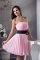 Sheath/Column Strapless Chiffon Short Pink Pleated Bridesmaid Dresses 02010340