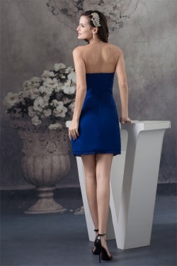 Short/Mini Chiffon Strapless Sheath/Column Short Blue Bridesmaid Dresses 02010345