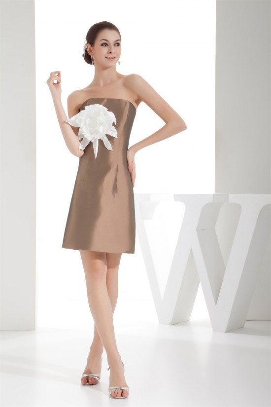 Short/Mini Handmade Flowers Taffeta Sleeveless Bridesmaid Dresses 02010347