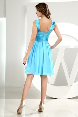 Short/Mini Ruffles A-Line Chiffon Elastic Woven Satin Bridesmaid Dresses 02010351