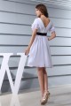 A-Line V-Neck Short/Mini Short Sleeves White Chiffon Bridesmaid Dresses 02010352
