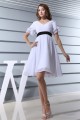 A-Line V-Neck Short/Mini Short Sleeves White Chiffon Bridesmaid Dresses 02010352