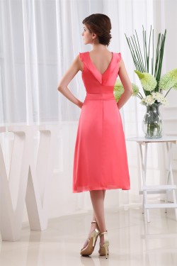 Silk like Satin Satin Chiffon Ruffles V-Neck Bridesmaid Dresses 02010360