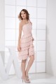 A-Line Short/Mini One-Shoulder Chiffon Pleated Pink Bridesmaid Dresses 02010364