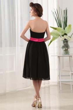 A-Line Soft Strapless Chiffon Short Black Bridesmaid Dresses 02010373