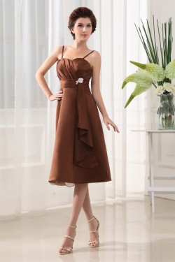 A-Line Ruffles Spaghetti Straps Sleeveless Short Bridesmaid Dresses 02010375