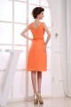 A-Line Pleats Illusion Sleeves Knee-Length V-Neck Short Chiffon Bridesmaid Dresses 02010389