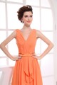 A-Line Pleats Illusion Sleeves Knee-Length V-Neck Short Chiffon Bridesmaid Dresses 02010389