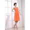 A-Line Pleats Illusion Sleeves Knee-Length V-Neck Short Chiffon Bridesmaid Dresses 02010389