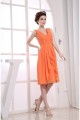 A-Line Pleats Illusion Sleeves Knee-Length V-Neck Short Chiffon Bridesmaid Dresses 02010389