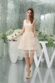 A-Line Tea Length V-Neck Fine Netting Sleeveless Bridesmaid Dresses 02010393 A-Line Tea Length V-Neck Fine Netting Sleeveless Bridesmaid Dresses 02010393