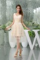 A-Line Tea Length V-Neck Fine Netting Sleeveless Bridesmaid Dresses 02010393 A-Line Tea Length V-Neck Fine Netting Sleeveless Bridesmaid Dresses 02010393
