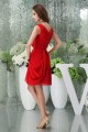 Affordable V-Neck Ruffles Knee-Length Short Red Chiffon Bridesmaid Dresses 02010394