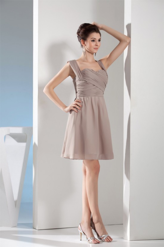 A-Line Criss Cross Sweetheart Sleeveless Short Chiffon Bridesmaid Dresses 02010396