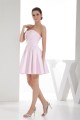 A-Line Ruffles Satin Soft Sweetheart Short/Mini Pink Bridesmaid Dresses 02010397