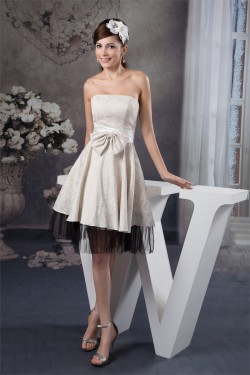 A-Line Fine Netting Flocked Cloth Bows Bridesmaid Dresses 02010400