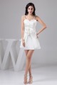 Bows Spaghetti Straps Silk like Satin Short White Bridesmaid Dresses 02010404