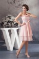 A-Line Handmade Flowers Chiffon Strapless Short Bridesmaid Dresses 02010410