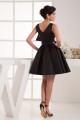 A-Line Handmade Flowers Short/Mini Sleeveless Short Black Bridesmaid Dresses 02010411