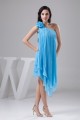 Handmade Flowers Ruffled Chiffon Short Blue Bridesmaid Dresses 02010412