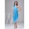 Handmade Flowers Ruffled Chiffon Short Blue Bridesmaid Dresses 02010412