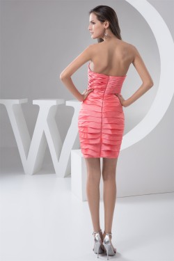 Handmade Flowers Sleeveless Taffeta Short/Mini Bridesmaid Dresses 02010413