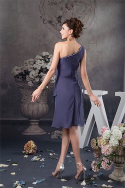Knee-Length Sleeveless One-Shoulder Beading Short Bridesmaid Dresses 02010417