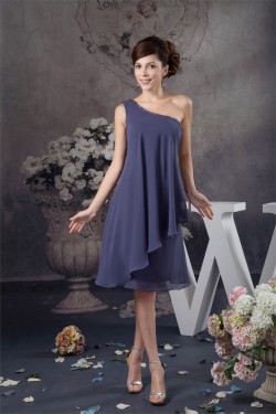 Knee-Length Sleeveless One-Shoulder Beading Short Bridesmaid Dresses 02010417