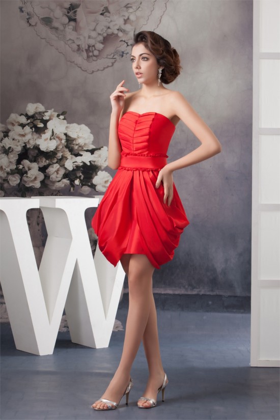 Ruffles Sleeveless Sweetheart Short Red Bridesmaid Dresses 02010420