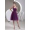 Satin Fine Netting V-Neck Knee-Length Short Purple Bridesmaid Dresses 02010421