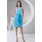 Sheath/Column Sleeveless Beading Knee-Length Short Blue Bridesmaid Dresses 02010423