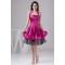 A-Line Sleeveless Silk like Satin Fine Netting Short Bridesmaid Dresses 02010429