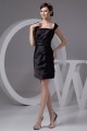 Silk like Satin Short/Mini Sleeveless Straps Short Black Bridesmaid Dresses 02010431