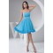 A-Line Sweetheart Beaded Short Blue Chiffon Bridesmaid Dresses 02010444