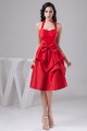 Taffeta Bows Halter A-Line Knee-Length Short Red Bridesmaid Dresses 02010446