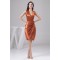 V-Neck Knee-Length Silk like Satin Sheath/Column Short Bridesmaid Dresses 02010448